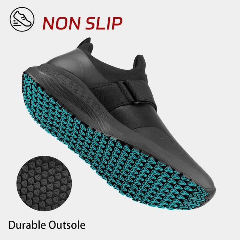 Delobi Store Non Slip Work Shoes for Men Slip On Food Service Kitchen Chef Restaurant Shoe Waterproof Slip Resistant Walking Sneakers Lightweight Comfortable Working Footwear Leather - Image 3